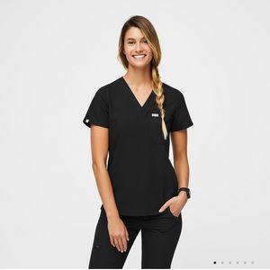 Figs Catarina One-Pocket Scrub Top - Black S